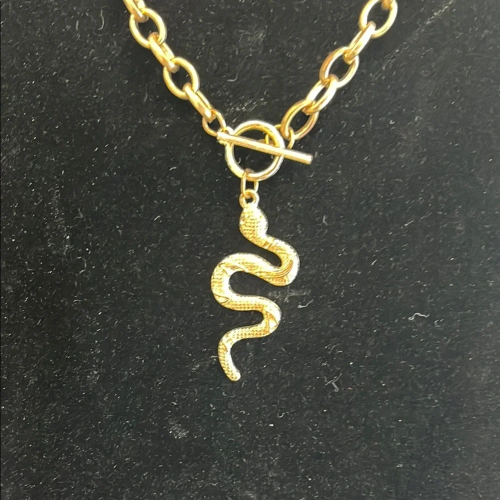 Gold Snake Pendant Necklace - Picture 2 of 5
